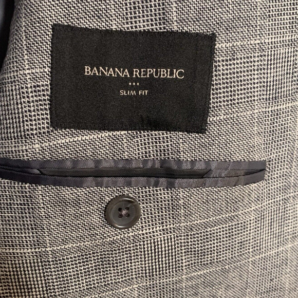 Banana Republic Sport Coat Men's Size 42 Regular Slim Fit Monochrome Plaid - Picture 5 of 7